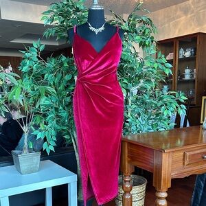 Elegant Red Velvet Dress
